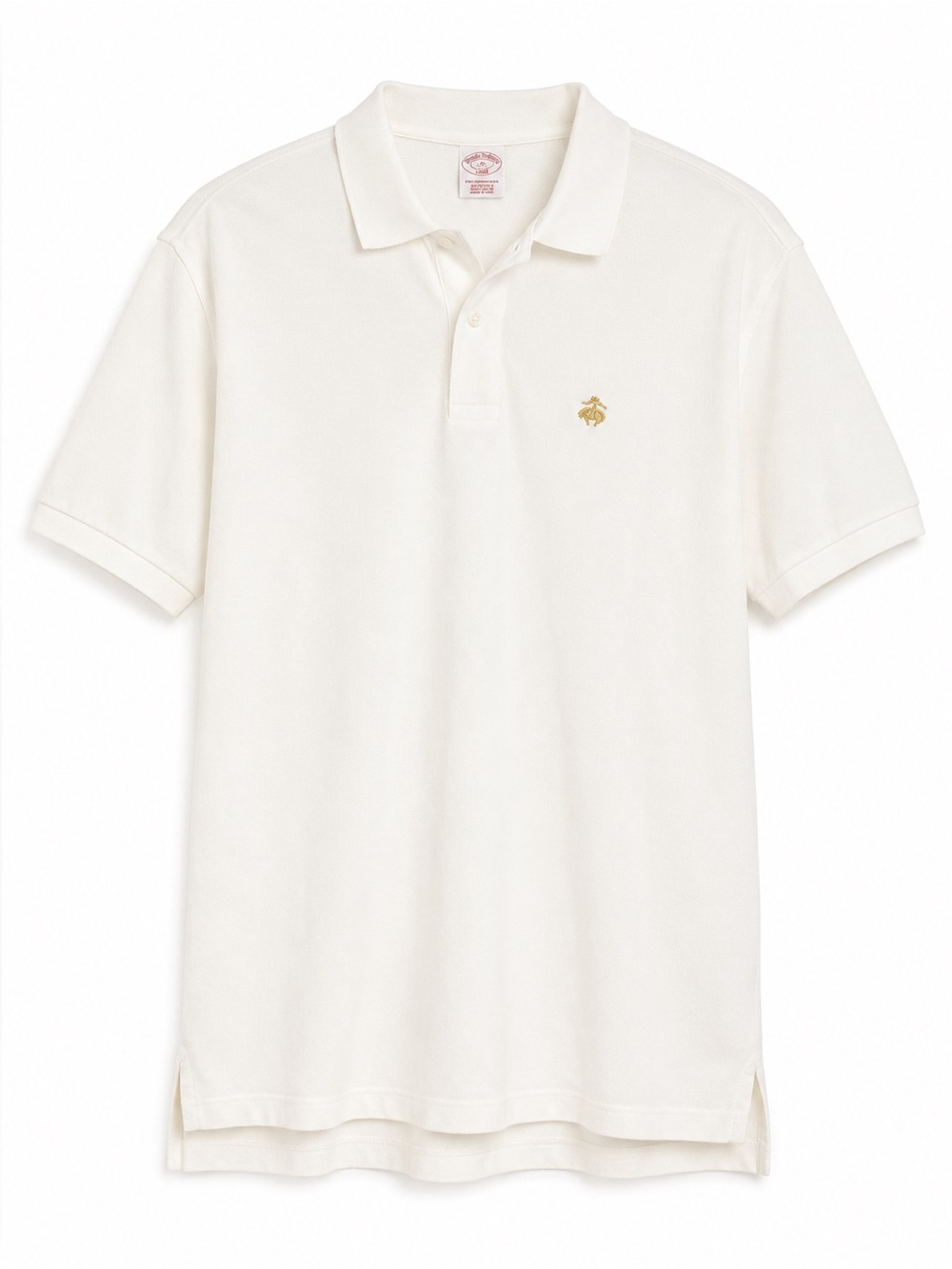 Brooks Brothers White Pique Polo Shirt Men's Large Classic Fit Short Sleeve